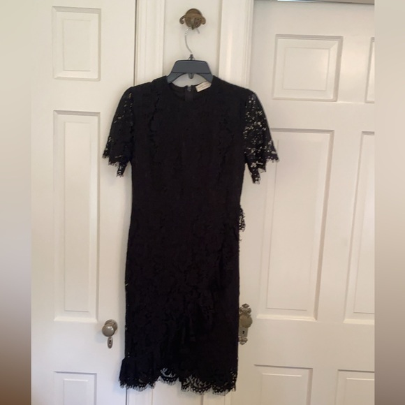 Rachel Parcell size M medium black lace dress with front ruffle - Picture 3 of 4